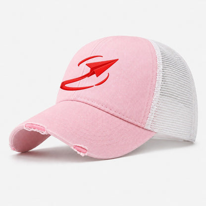 Paper Plane Open Orbit Micro Motion Mark Washed Trucker Hat – Light Pink