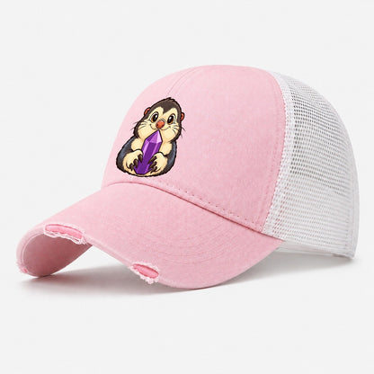 Pocket Thief Mole Rocks And Minerals Washed Trucker Hat – Light Pink