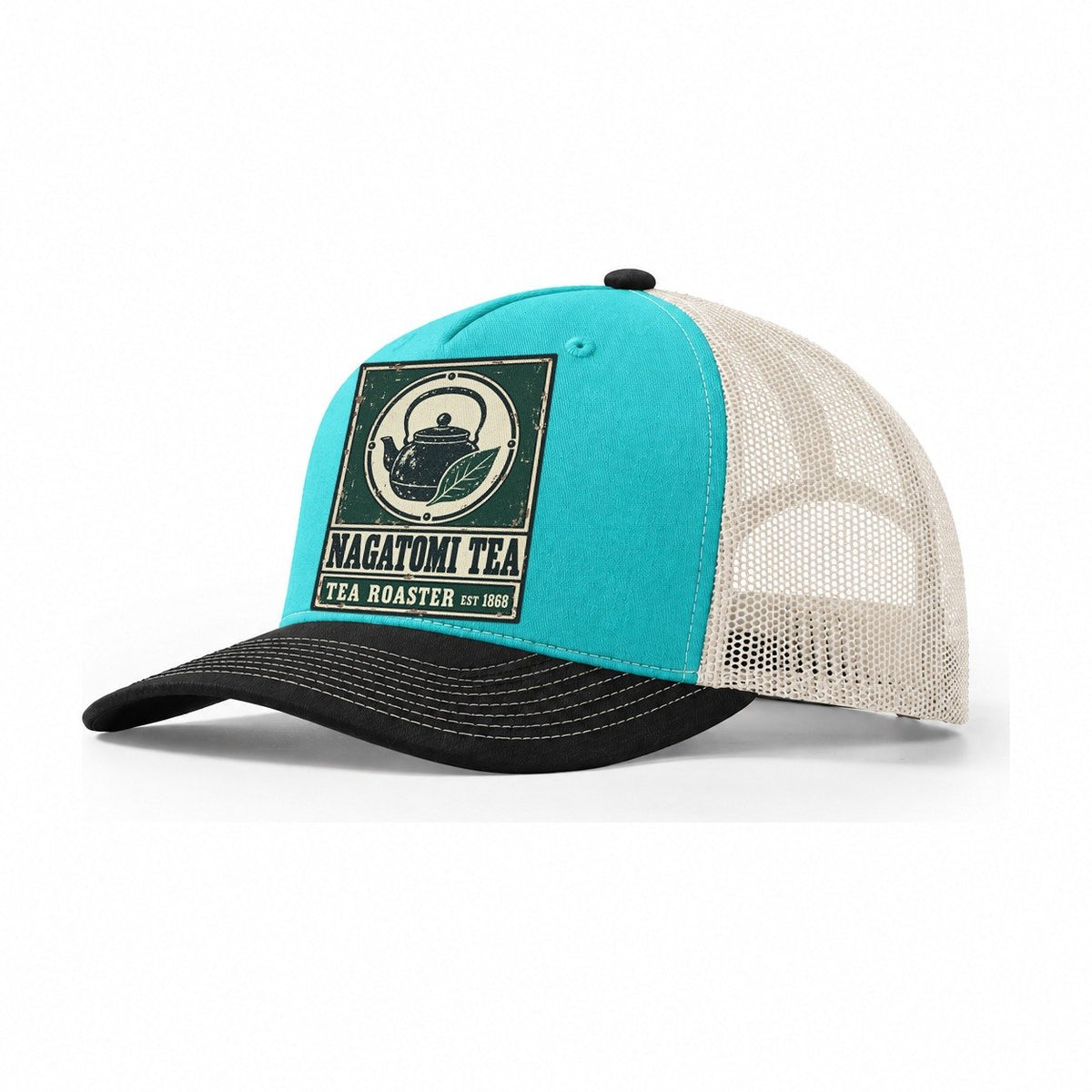 Nagatomi Tea Roasters Noren Trade Co Trucker Hat – Aqua Black White