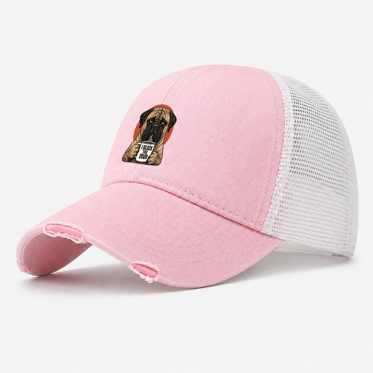 Bullmastiff Mug Truths Dog Mug Truths Washed Trucker Hat – Light Pink