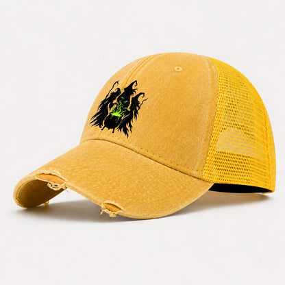 Three Weird Sisters Witch Magic Washed Trucker Hat – Yellow