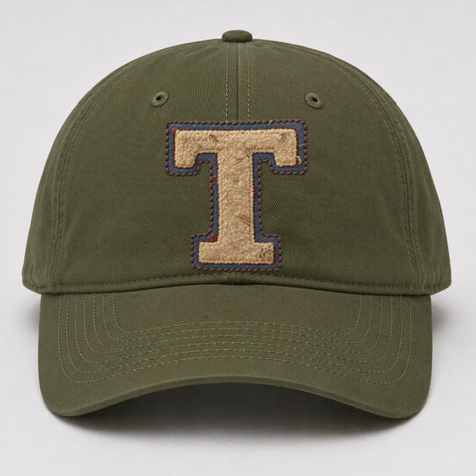 Varsity Chenille T Monogram Baseball Cap – Army Green