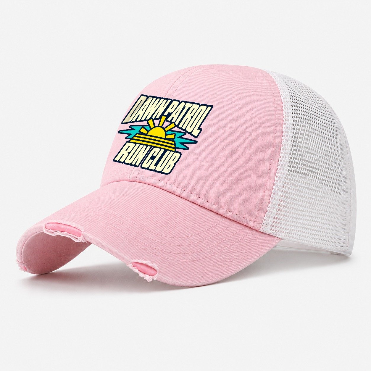 Dawn Patrol Run Club 90S Running Clubs Washed Trucker Hat – Light Pink