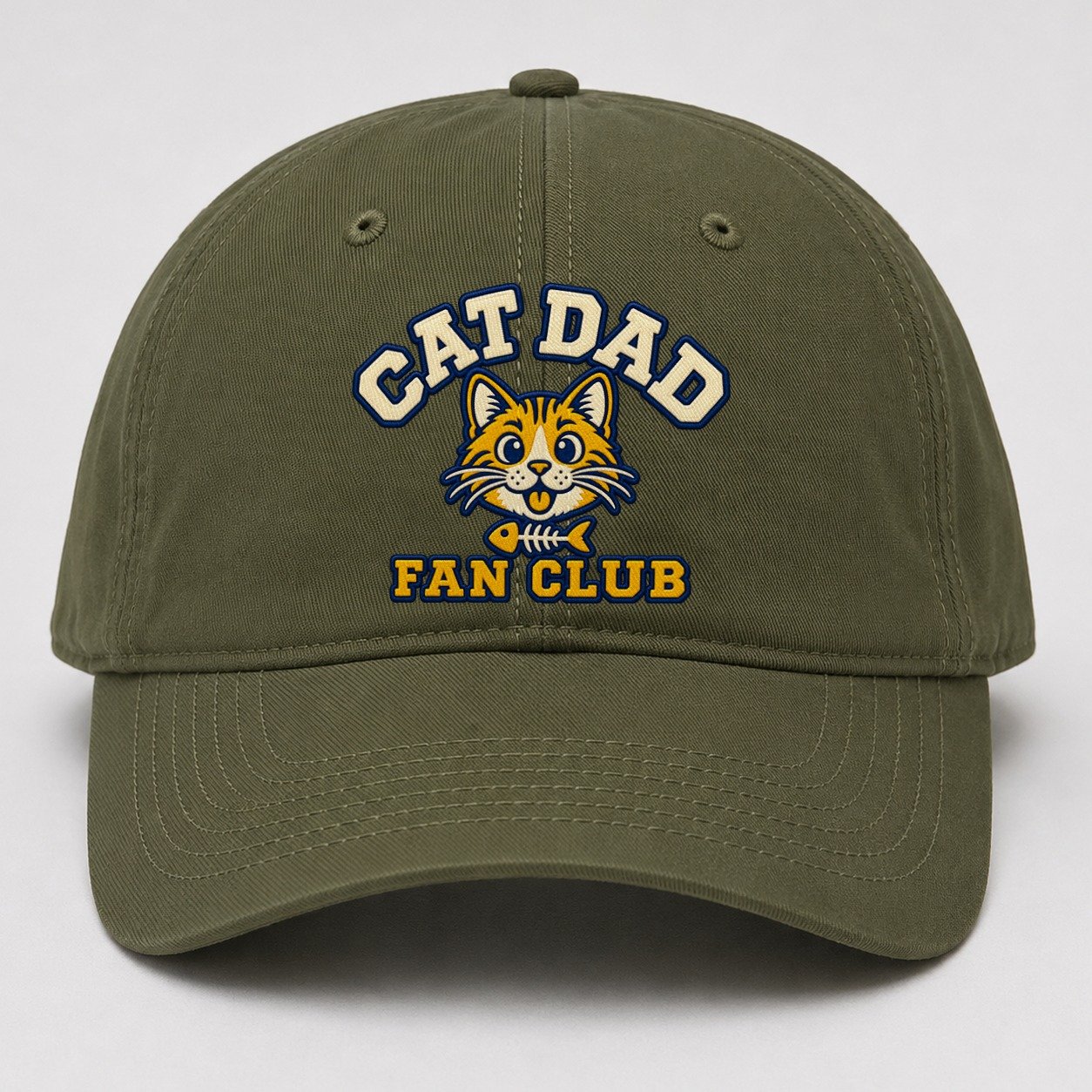 Cat Dad Fan Club Baseball Cap – Army Green