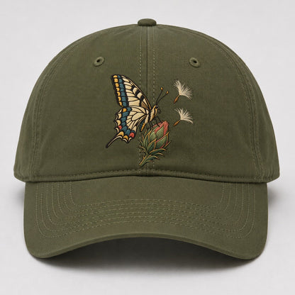 Swallowtail Thistle Rest Gentle Wild Baseball Cap – Army Green