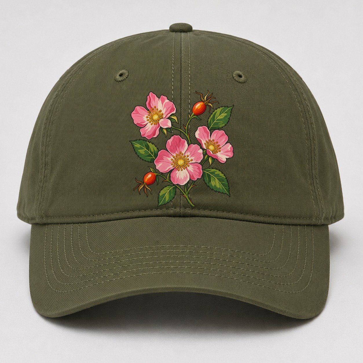 Alberta Wild Rose Canada Cultural Icons Baseball Cap – Army Green