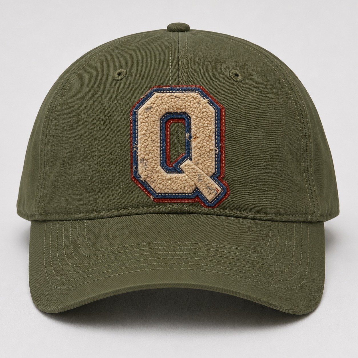 Varsity Chenille Q Monogram Baseball Cap – Army Green
