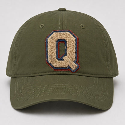 Varsity Chenille Q Monogram Baseball Cap – Army Green