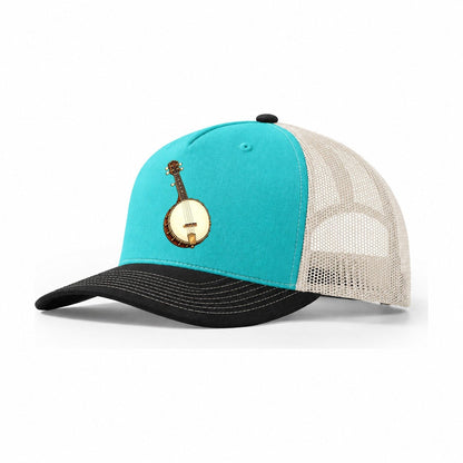Banjo Trucker Hat – Aqua Black White