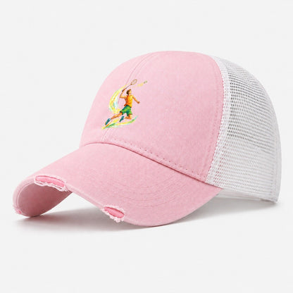 Tennis Player Perfect Serve Washed Trucker Hat – Light Pink