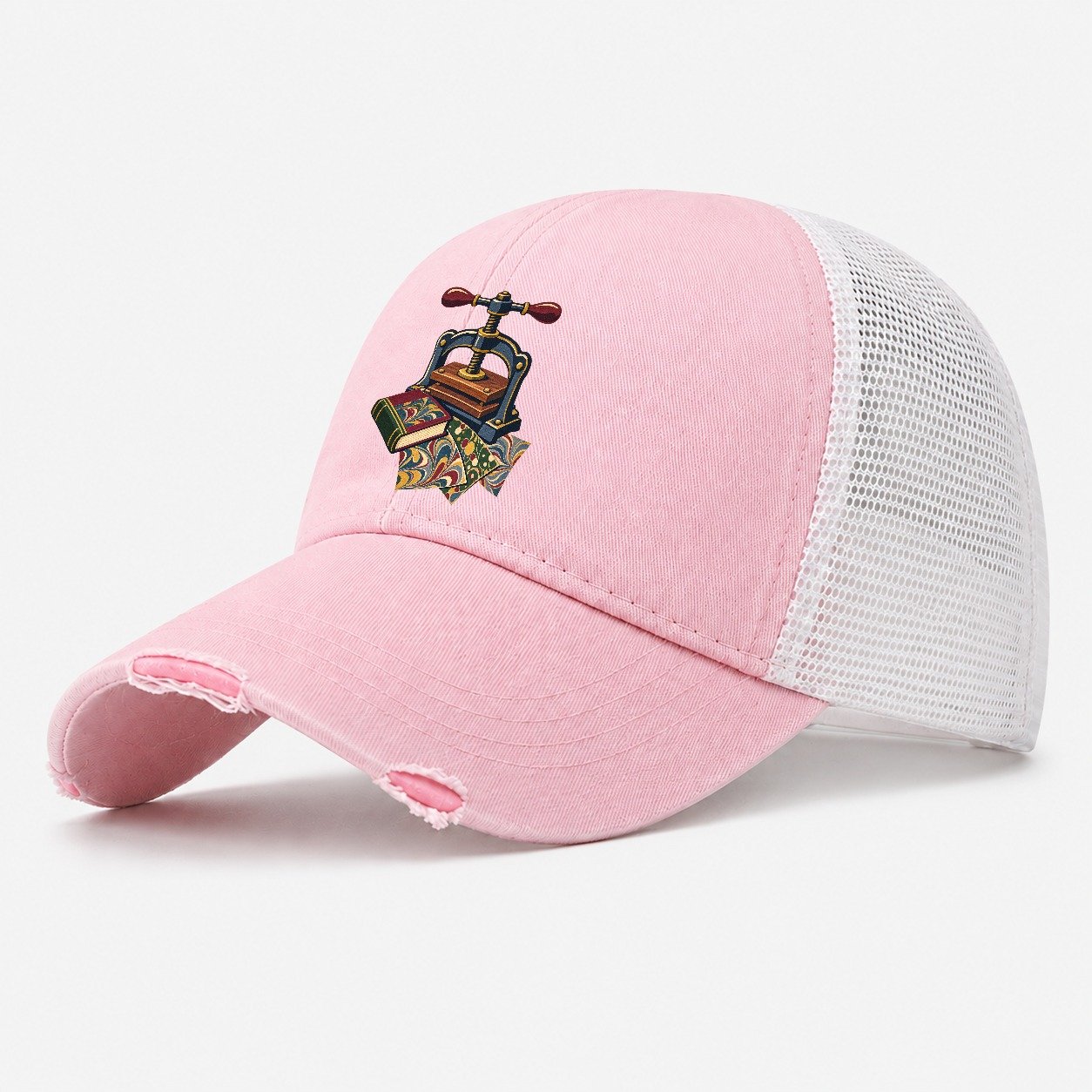 Bookbinder Press And Marbled Pages Uk Culture Heritage Washed Trucker Hat – Light Pink