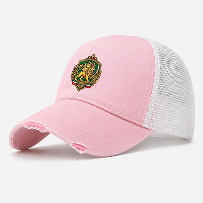 Iran Heraldic Crest Country Logos Washed Trucker Hat – Light Pink