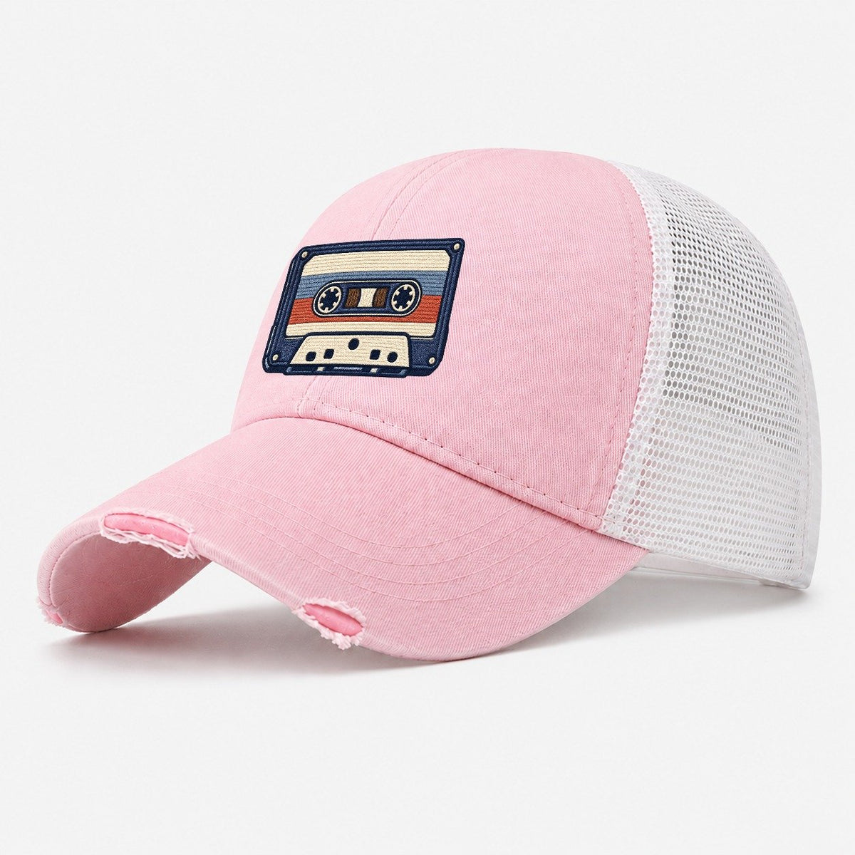 Cassette Tape Tiny Solo Marks Washed Trucker Hat – Light Pink
