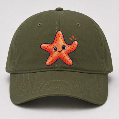 Starfish Front Cheer Sea Sprite Baseball Cap – Army Green