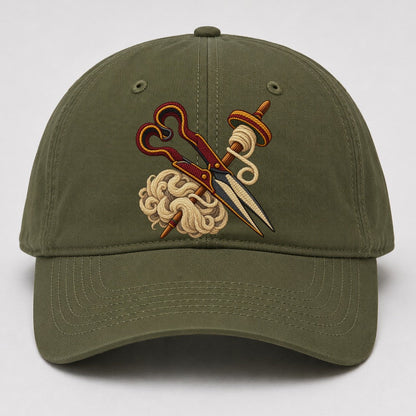 Welsh Wool Shears Spindle And Fleece Uk Culture Heritage Baseball Cap – Army Green