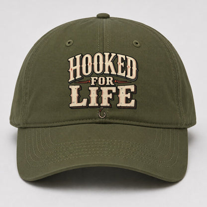Hooked For Life American Wit Baseball Cap – Army Green