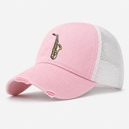 Saxophone Tiny Solo Marks Washed Trucker Hat – Light Pink