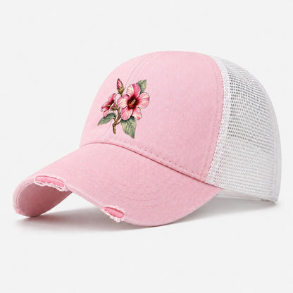 Northern Territory Sturt Desert Rose Australia Cultural Icons Washed Trucker Hat – Light Pink