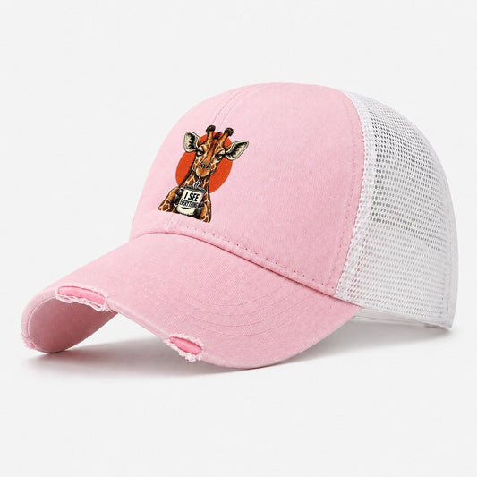 Giraffe Mug Truths Washed Trucker Hat – Light Pink
