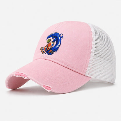 Cobalt Brush Wave Clay Color Makers Washed Trucker Hat – Light Pink