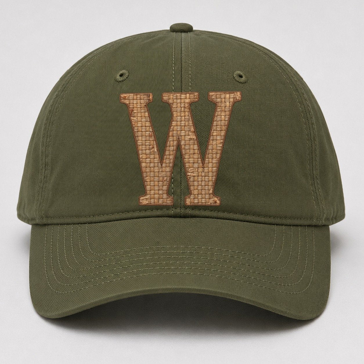Woven Tweed W Monogram Baseball Cap – Army Green