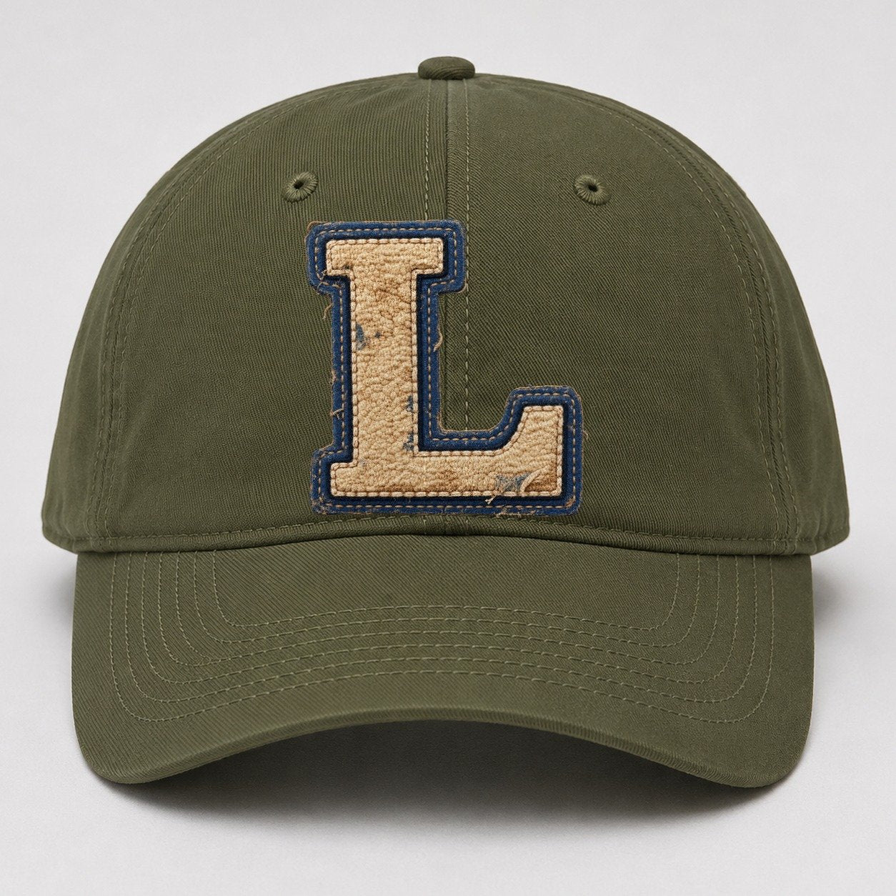 Varsity Chenille L Monogram Baseball Cap – Army Green