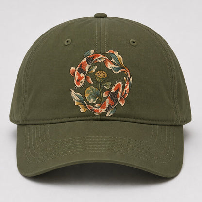 Koi Around Lotus Seedpod Gentle Wild Baseball Cap – Army Green