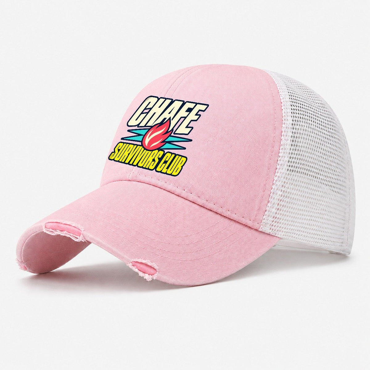 Chafe Survivors Club 90S Running Clubs Washed Trucker Hat – Light Pink