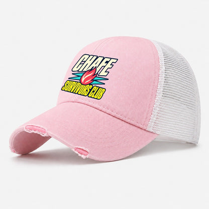 Chafe Survivors Club 90S Running Clubs Washed Trucker Hat – Light Pink