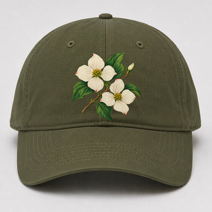 British Columbia Pacific Dogwood Bloom Canada Cultural Icons Baseball Cap – Army Green