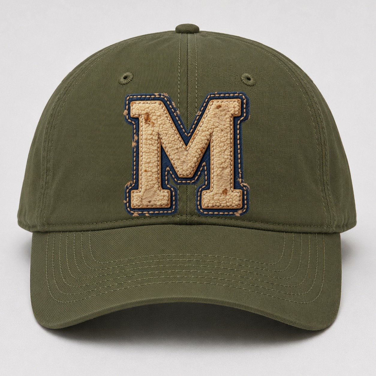 Varsity Chenille M Monogram Baseball Cap – Army Green