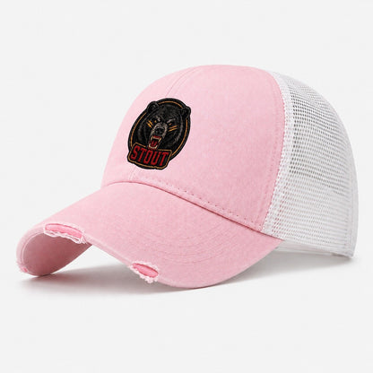 Black Bear Stout Badge Washed Trucker Hat – Light Pink
