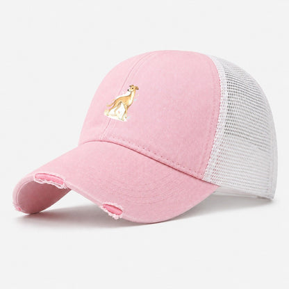 Watercolor Whippet Dog Washed Trucker Hat – Light Pink