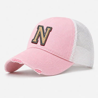 Varsity Chenille N Monogram Washed Trucker Hat – Light Pink