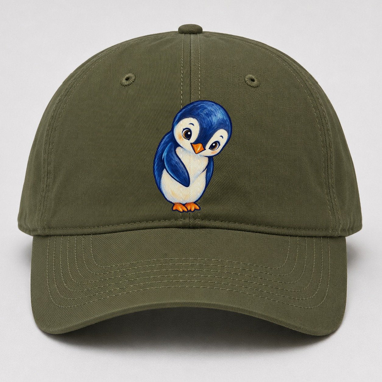 Penguin Little Bow Sea Sprite Baseball Cap – Army Green