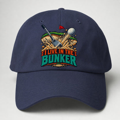 I Live In The Bunker Golf Life Baseball Cap – Twilight Navy