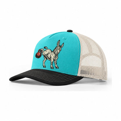 Donkey Kickbacks Animal Lifters Trucker Hat – Aqua Black White