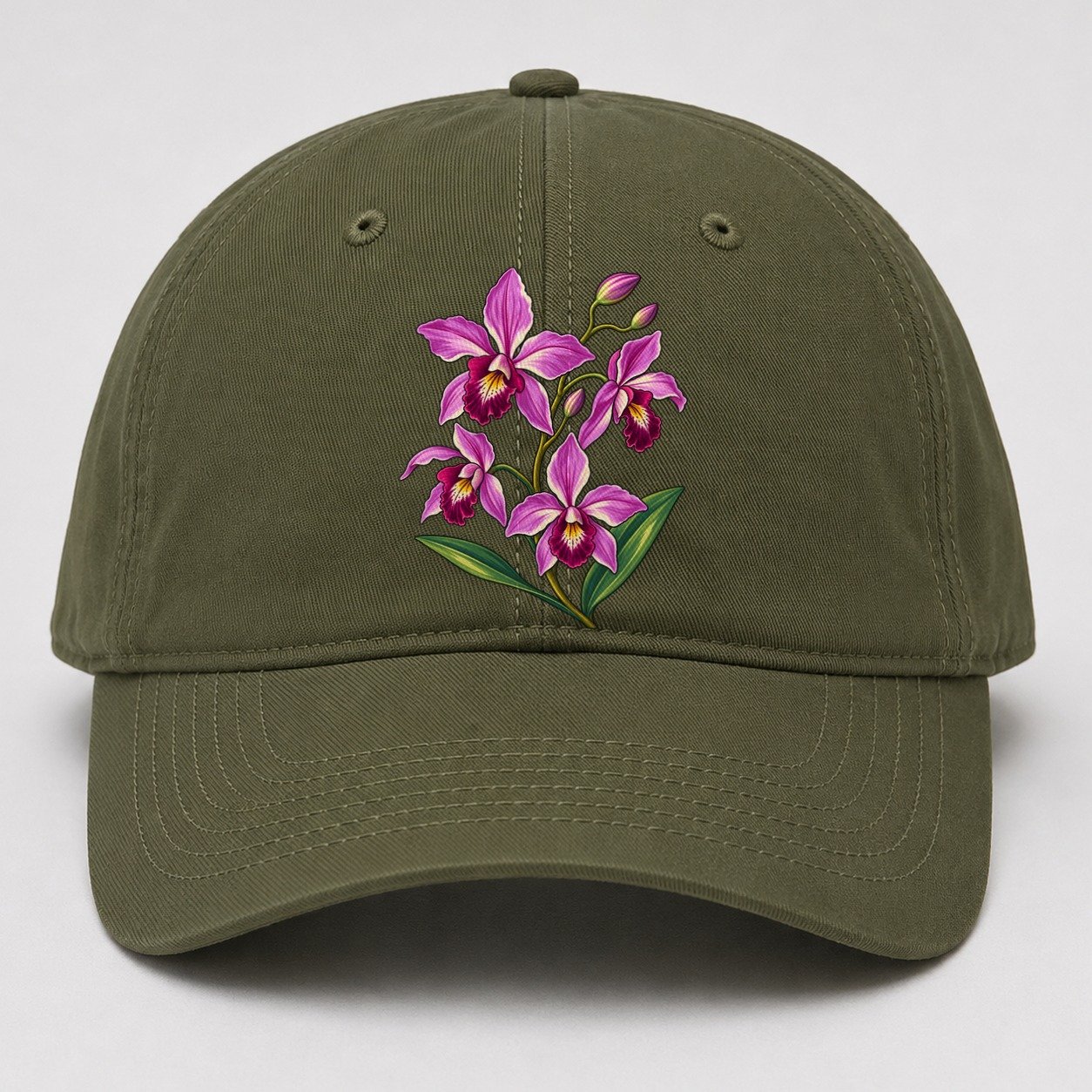 Queensland Cooktown Orchid Australia Cultural Icons Baseball Cap – Army Green