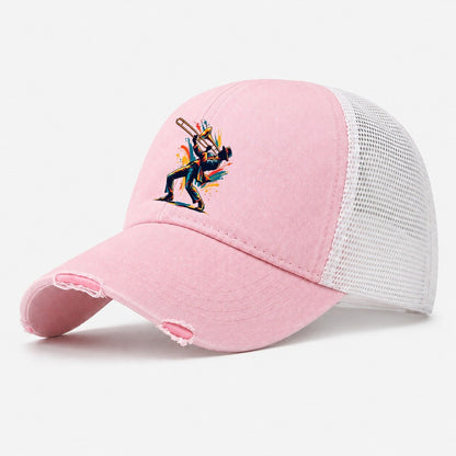 Trombone Icon Music Instruments Washed Trucker Hat – Light Pink