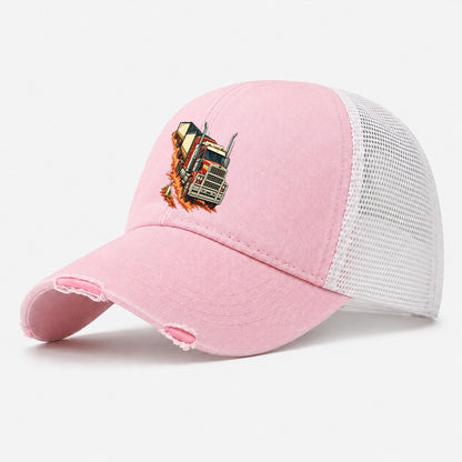 Generic Road Train And Red Dust Marker Australia Cultural Icons Washed Trucker Hat – Light Pink