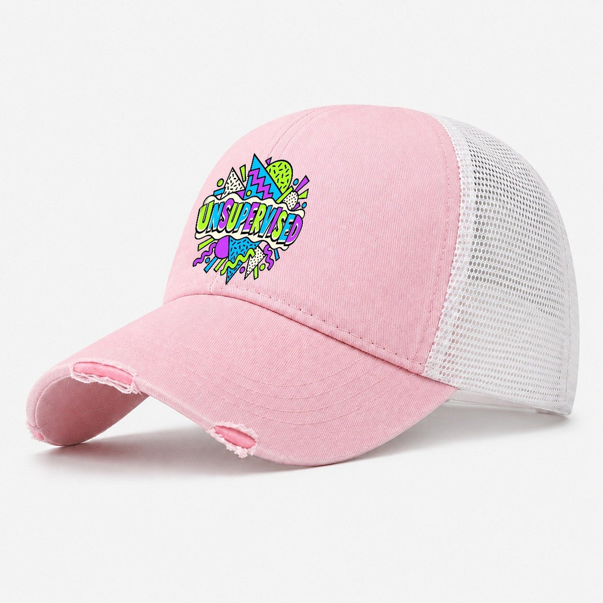 Unsupervised Crazy Styles Washed Trucker Hat – Light Pink