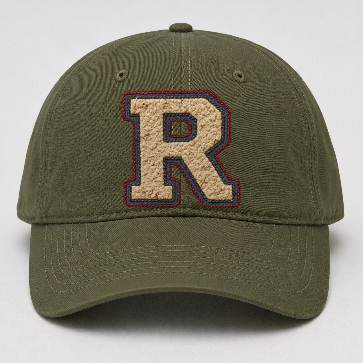 Varsity Chenille R Monogram Baseball Cap – Army Green