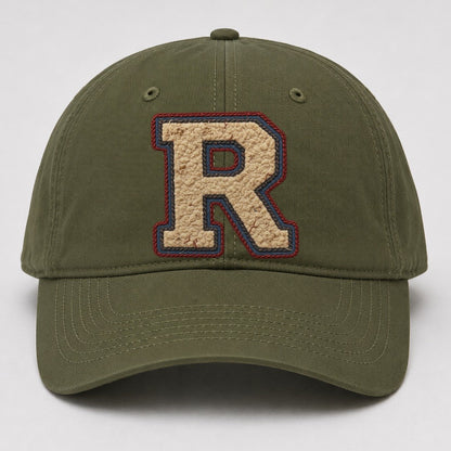 Varsity Chenille R Monogram Baseball Cap – Army Green