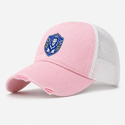 Israel Minimal Emblem Country Logos Washed Trucker Hat – Light Pink