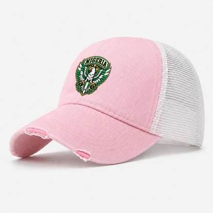 Nigeria Retro Badge Country Logos Washed Trucker Hat – Light Pink