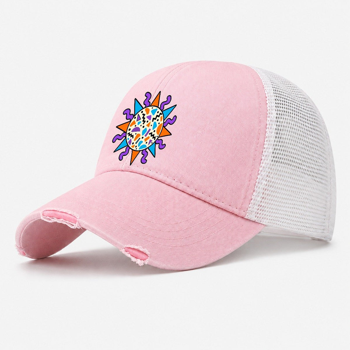 Terrazzo Sun Crazy Styles Washed Trucker Hat – Light Pink