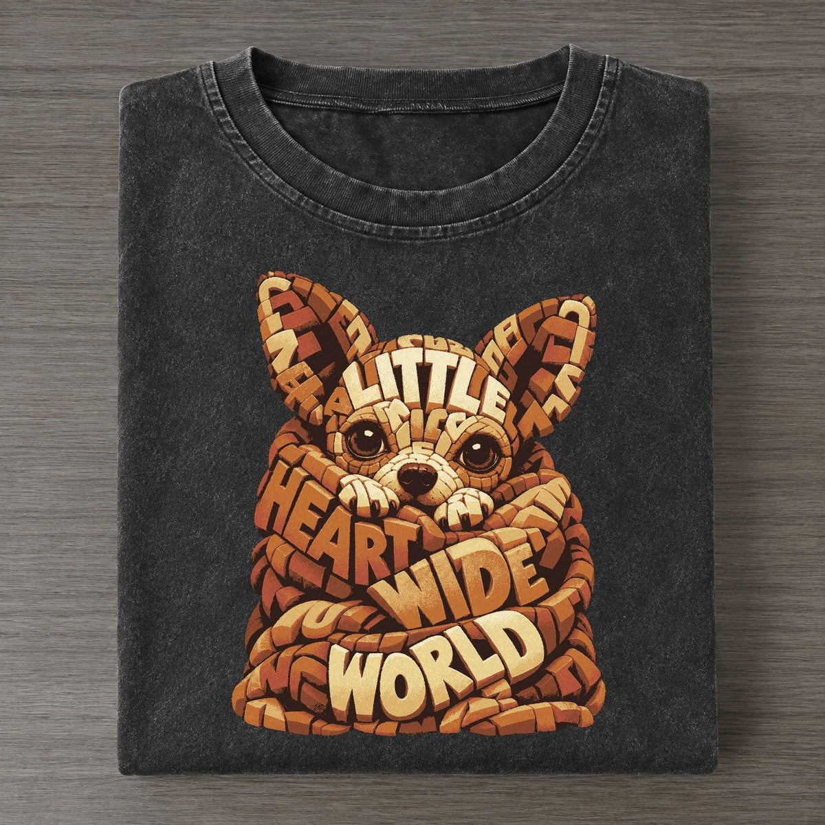 Chihuahua Blanket Peek Letter Sculpture Vintage T-shirt – Black