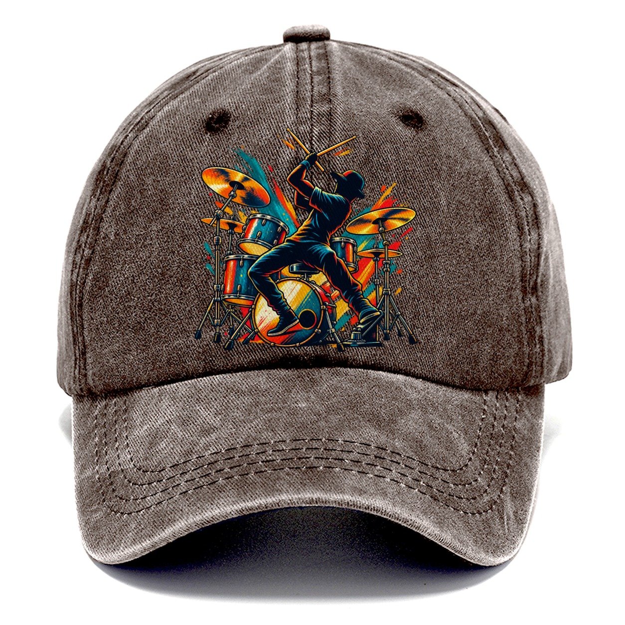 Drum Kit Icon Music Instruments Classic Cap – Brown