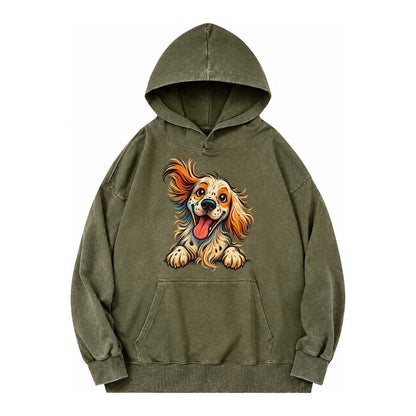English Springer Spaniel Vintage Washed Hoodie – Army Green