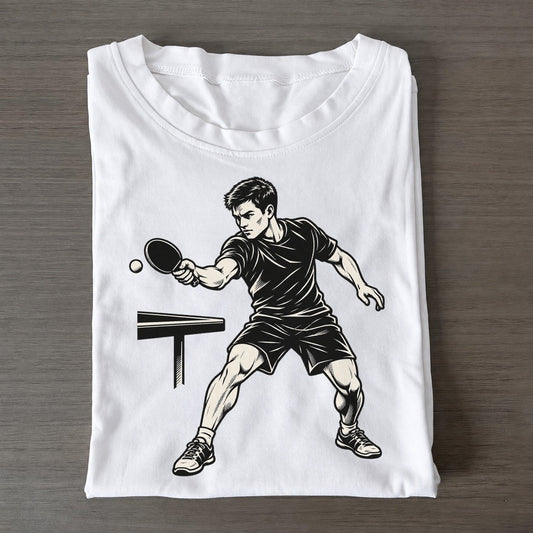 Table Tennis Forehand Loop Global Sports Ink Figures Classic T-shirt – White